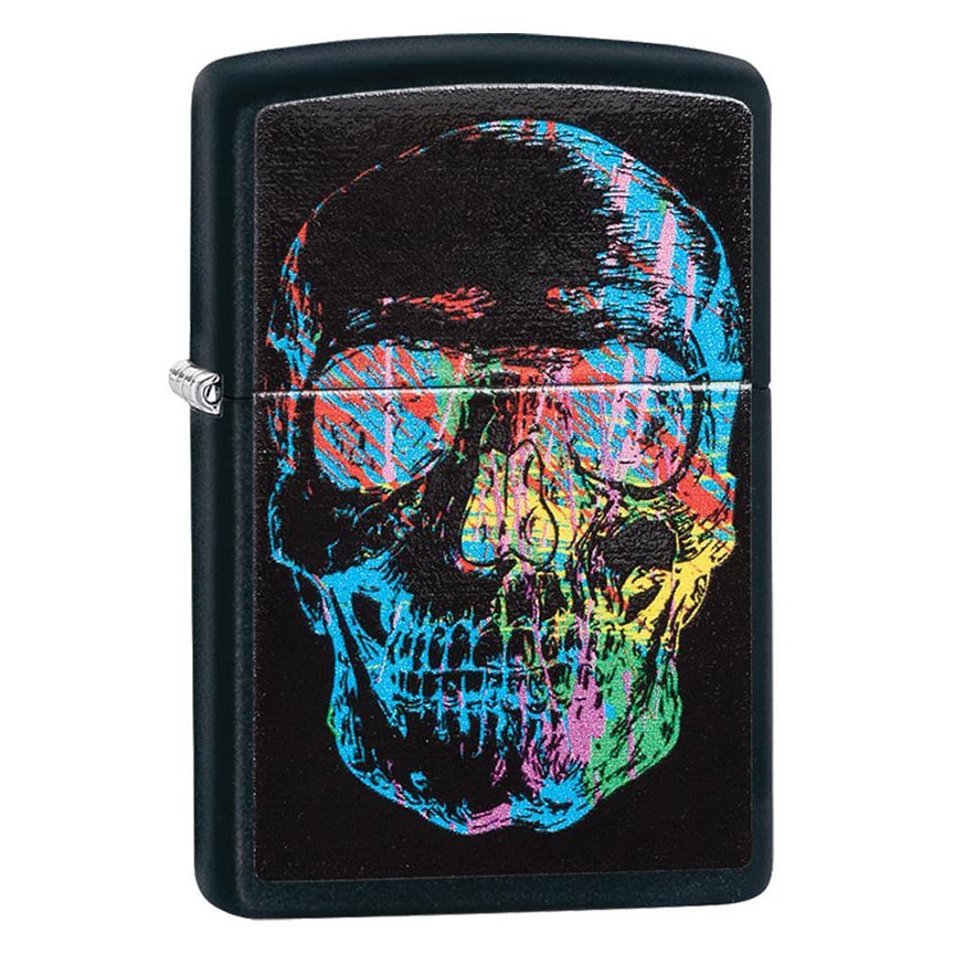 Zippo Windproof Lighter Zippo Colorfiul Skull Black Matte Classic Case