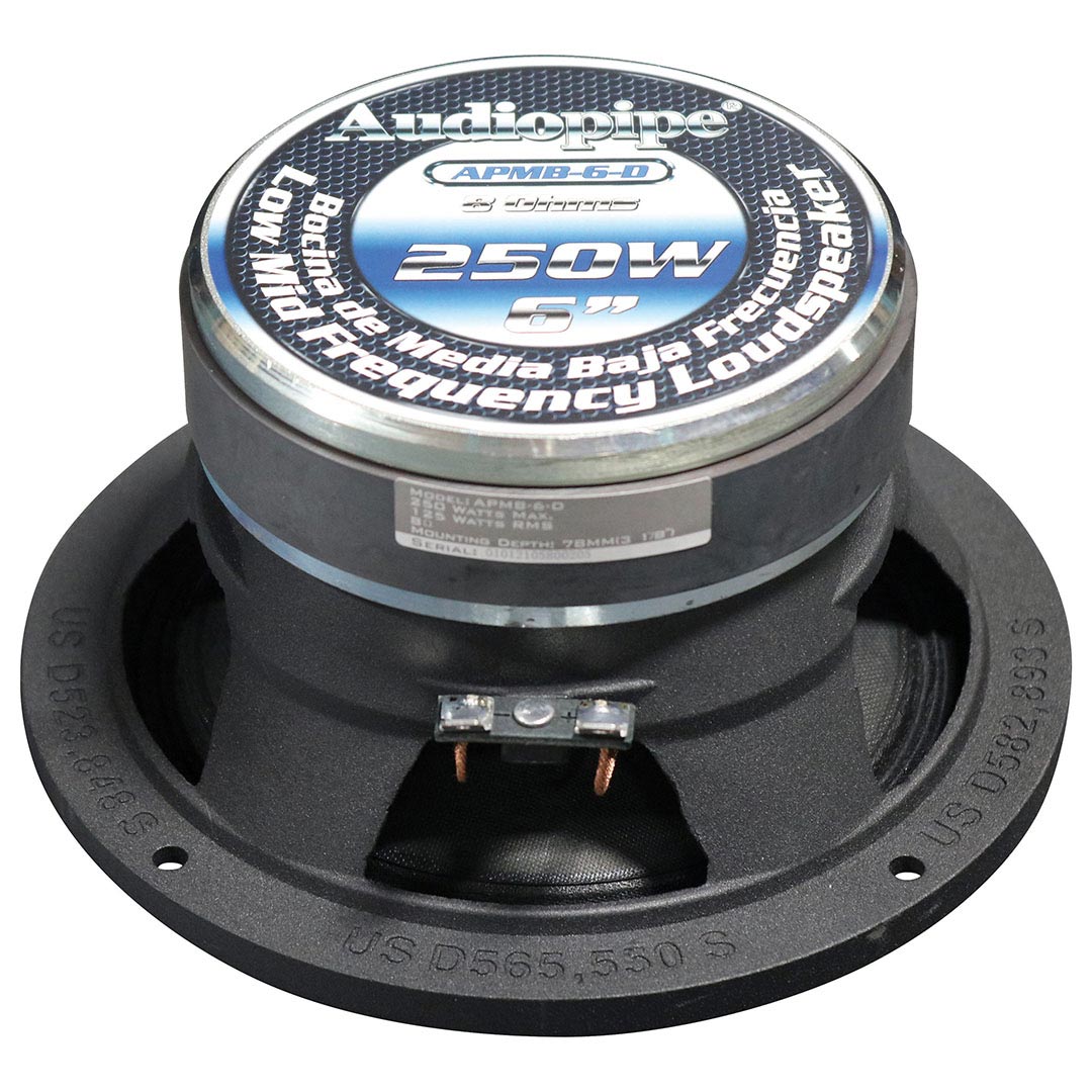 Audiopipe 6” Low Mid Frequency Speaker 125w Rms/250w Max 8 Ohm (sold Each)