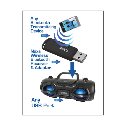 Naxa Wireless Audio Adapter With Bluetooth For Usb Connectors