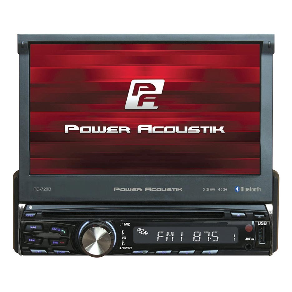 Power Acoustik Single Din 7" Flipout Am/fm/cd/dvd/bt