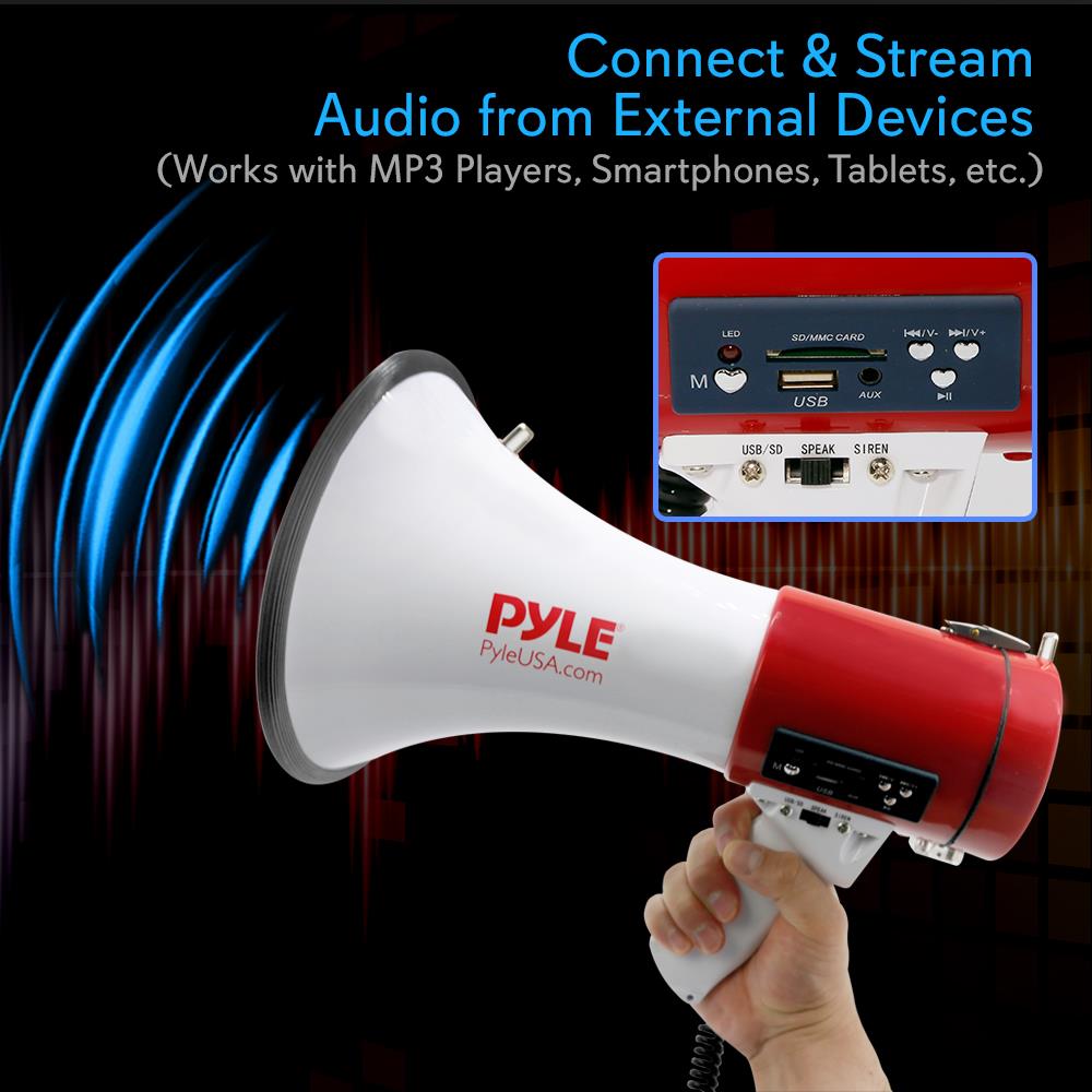 Pyle Pro Megaphone With Siren Talk Usb Sd Card