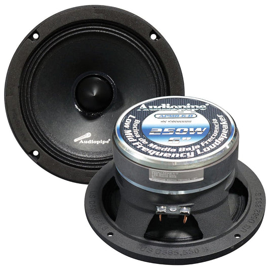 Audiopipe 6” Low Mid Frequency Speaker 125w Rms/250w Max 8 Ohm (sold Each)