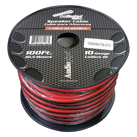 Audiopipe 10 Gauge Speaker Cable 100ft Black And Red Wire**