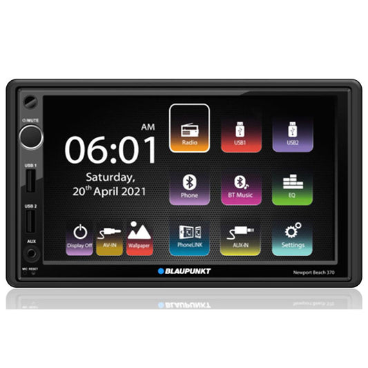 Blaupunkt 7" Double Din Mechless Fixed Face Touchscreen Receiver With Phonelink Bluetooth Usb Input
