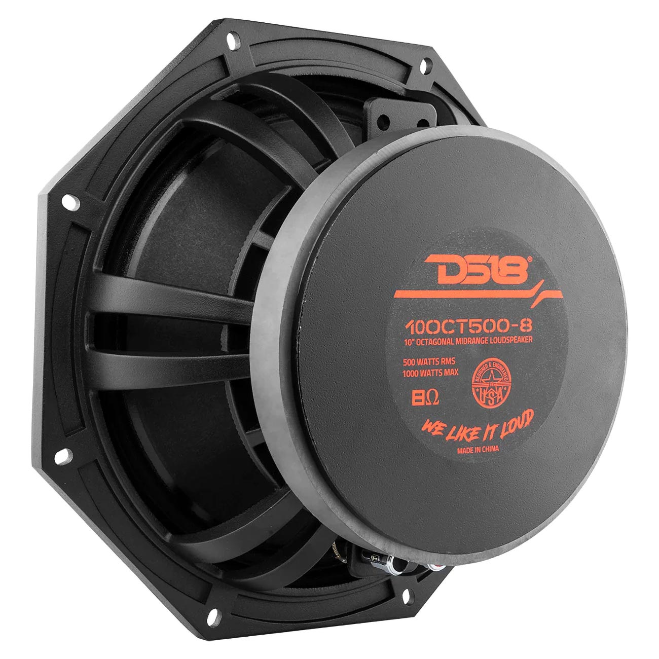 DS18 Octagonal 10″ Midrange Speaker, 500W RMS/1000W Max, 8 Ohm (Sold Each)