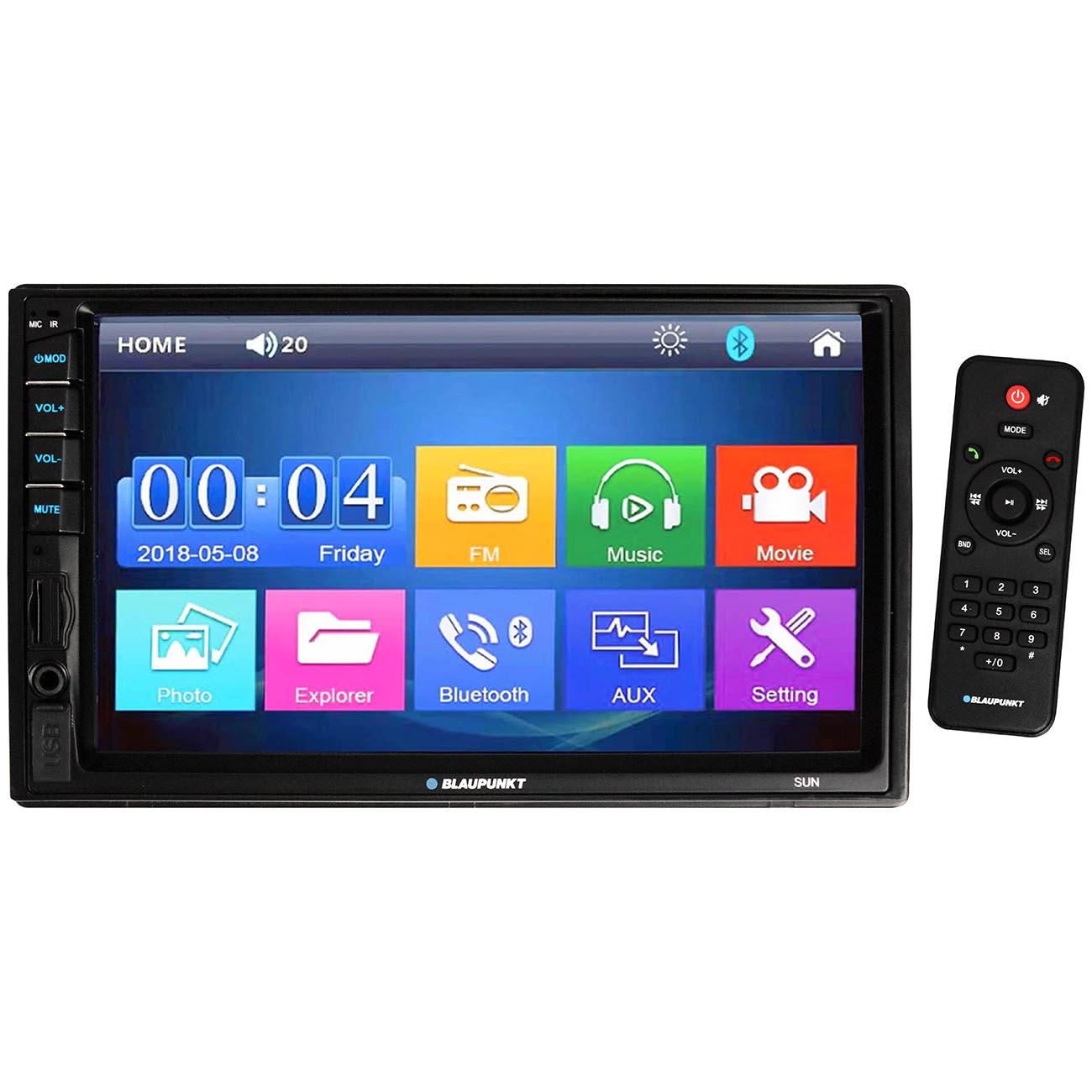 Blaupunkt 7.0” Double DIN MECHLESS Fixed Face Touchscreen Receiver with MirrorLink, Bluetooth, USB/SD Inputs and Remote