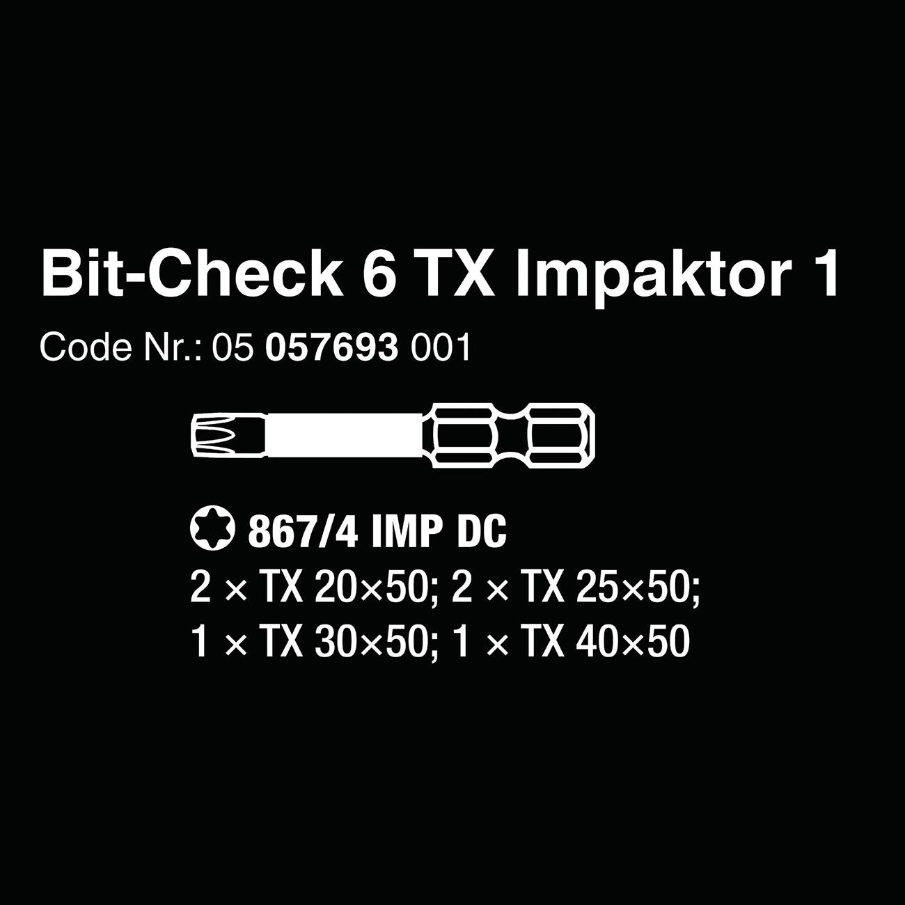 Wera 1/4″ Drive Torx Impact Bit Set And Carrying Case (6 Piece)