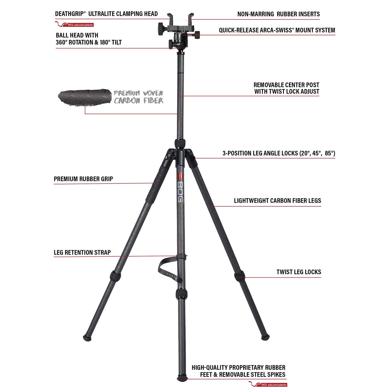 Bog Deathgrip Sherpa Light Weight Carbon Fiber Shooting Tripod