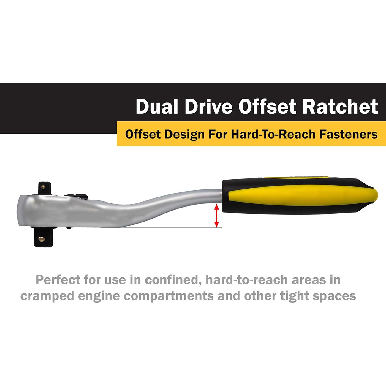 Titan Dual Head Offset Ratchet With 1/4" And 3/8" Drives