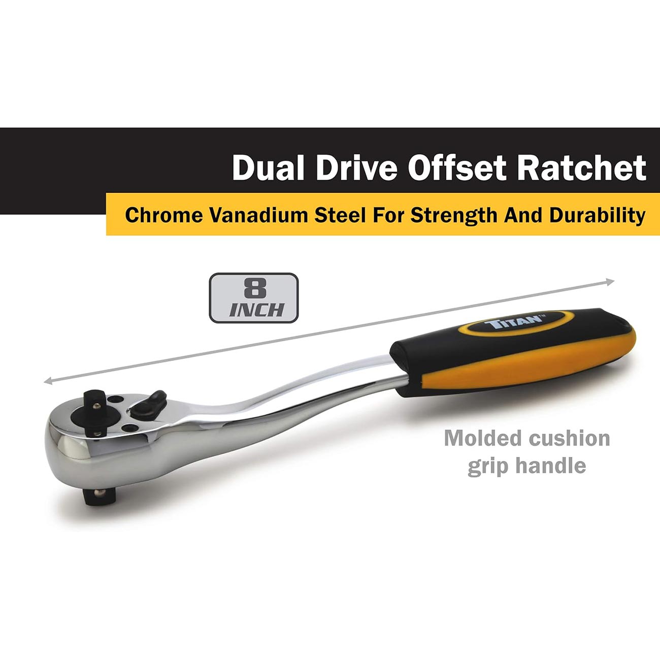 Titan Dual Head Offset Ratchet With 1/4" And 3/8" Drives