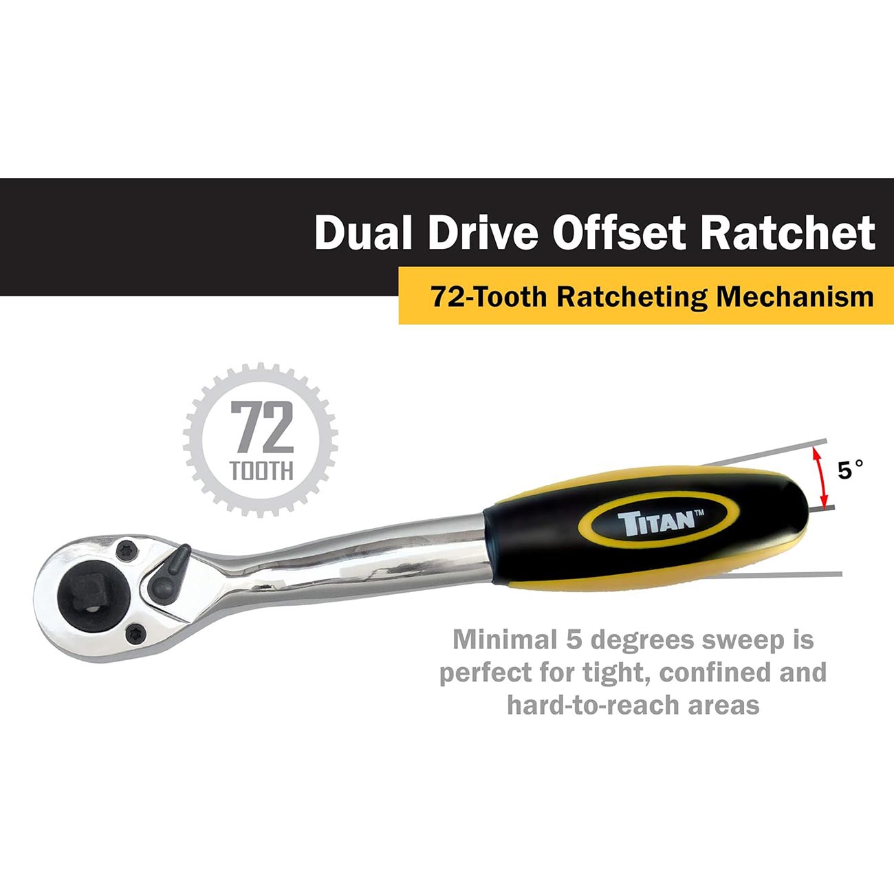 Titan Dual Head Offset Ratchet With 3/8" And 1/2" Drives