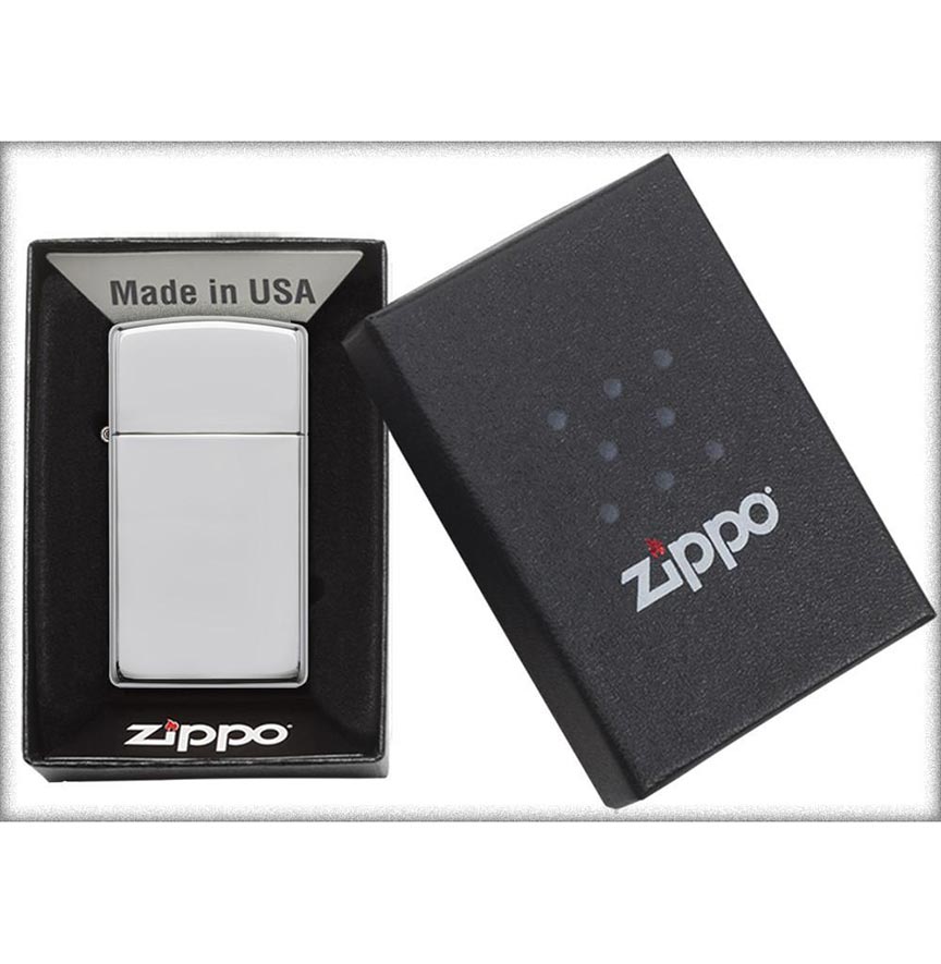 Zippo Windproof Lighter Slim Case High Polish Sterling Silver