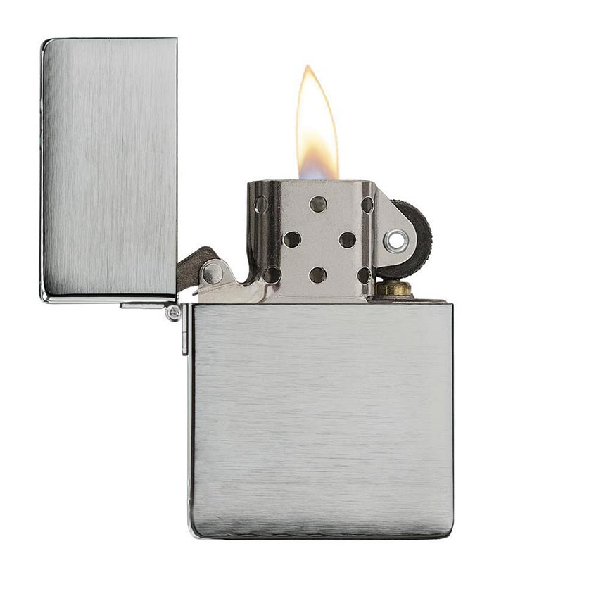 Zippo Windproof Lighter 1935 Replica W/o Slashes Brushed Chrome