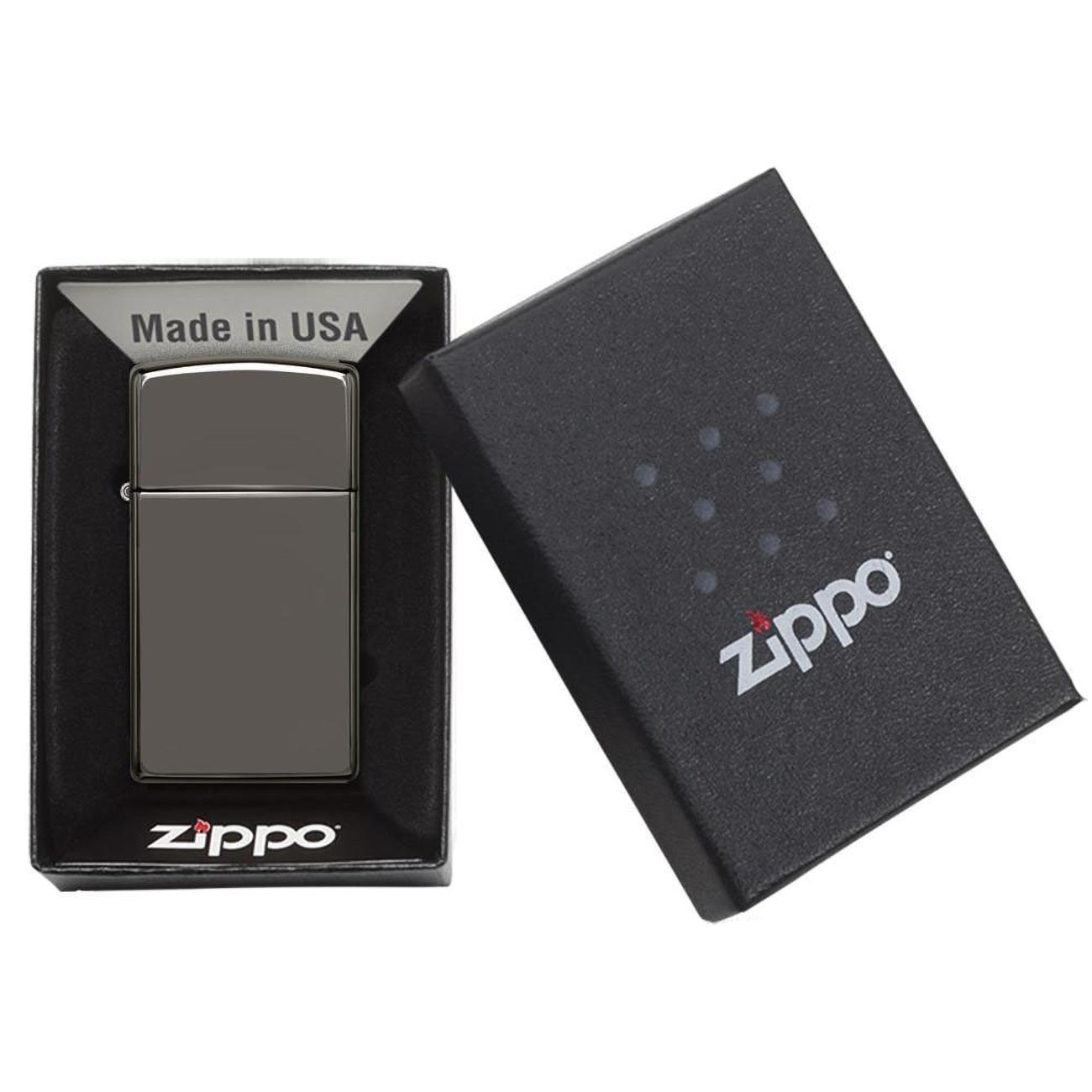 Zippo Windproof Lighter Slim Case Black Ice Finish