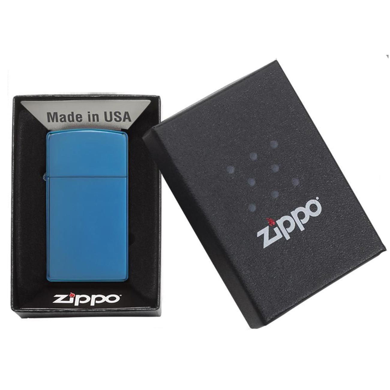 Zippo Windproof Lighter High Polish Blue Slim Case