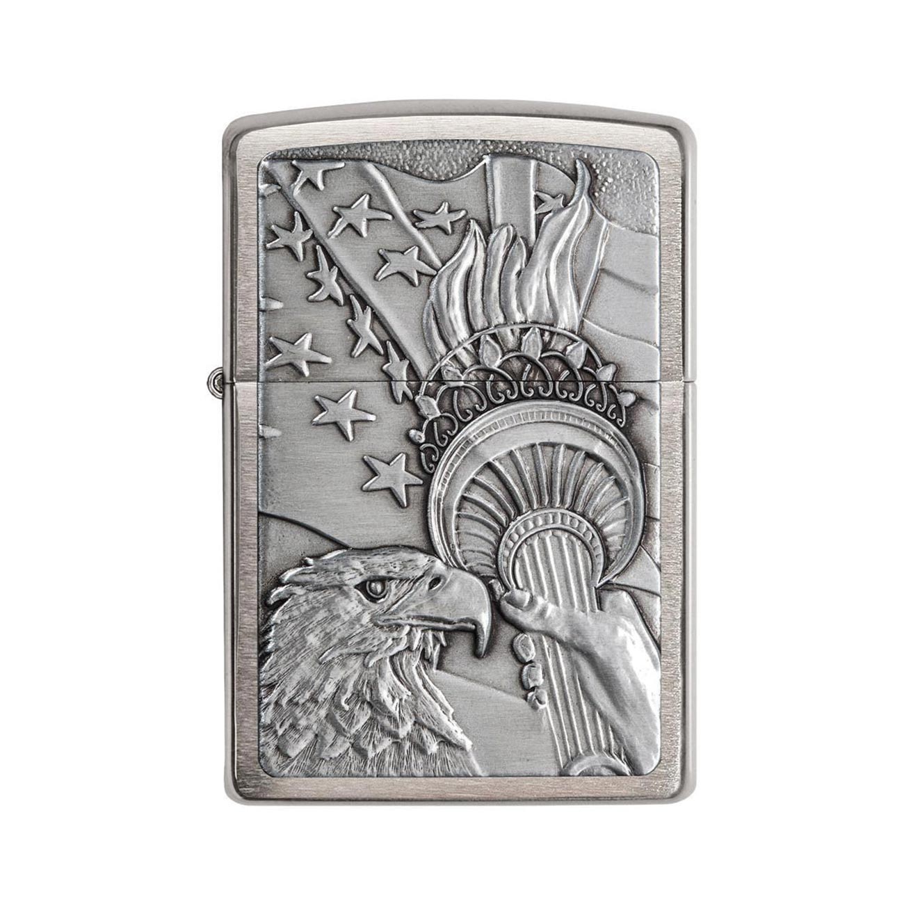 Zippo Windproof Lighter Patriotic Eagle Emblem Brushed Chrome