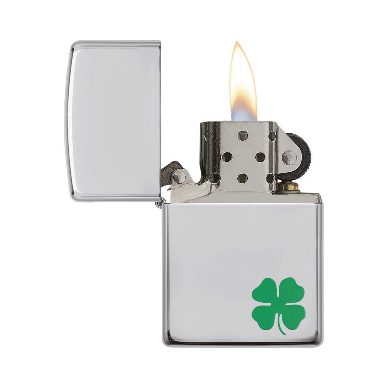 Zippo Windproof Lighter A Bit O' Luck Clover High Polish Chrome