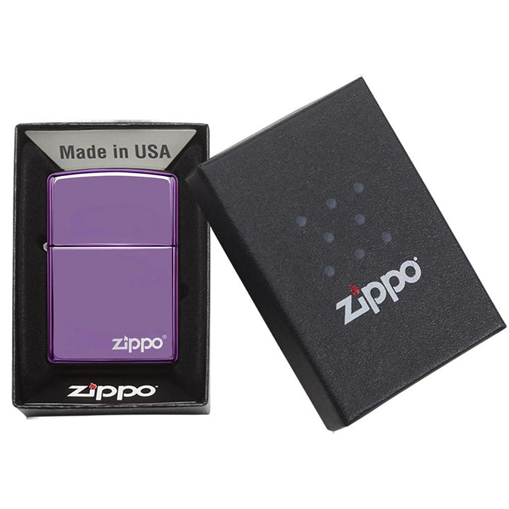 Zippo Windproof Lighter Classic High Polish Purple Zippo Logo