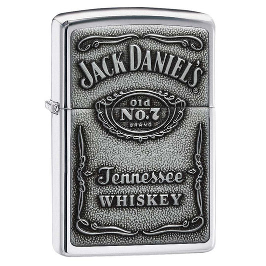 Zippo Windproof Lighter Jack Daniel's Label-pewter Emblem High Polish Chrome