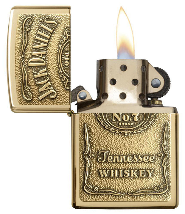 Zippo Windproof Lighter Jack Daniel's® Label-brass Emblem High Polish Brass