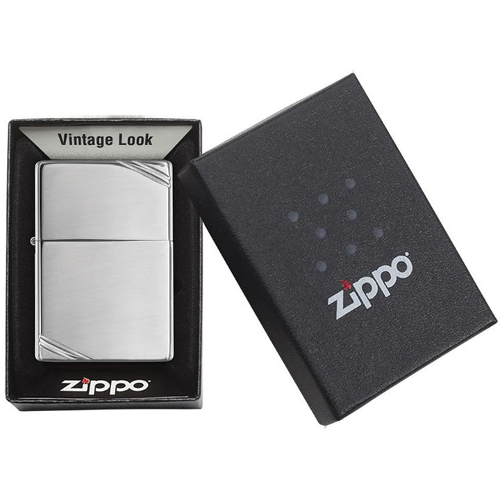 Zippo Windproof Lighter Vintage High Polish Chrome With Slashes