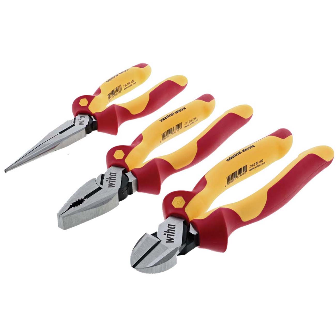 Wiha Insulated Industrial Pliers-cutters Set - 3 Piece Set
