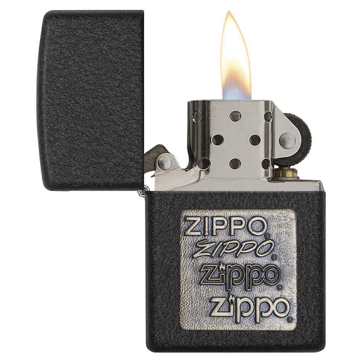 Zippo Windproof Lighter Black Crackle® Gold Zippo Logo