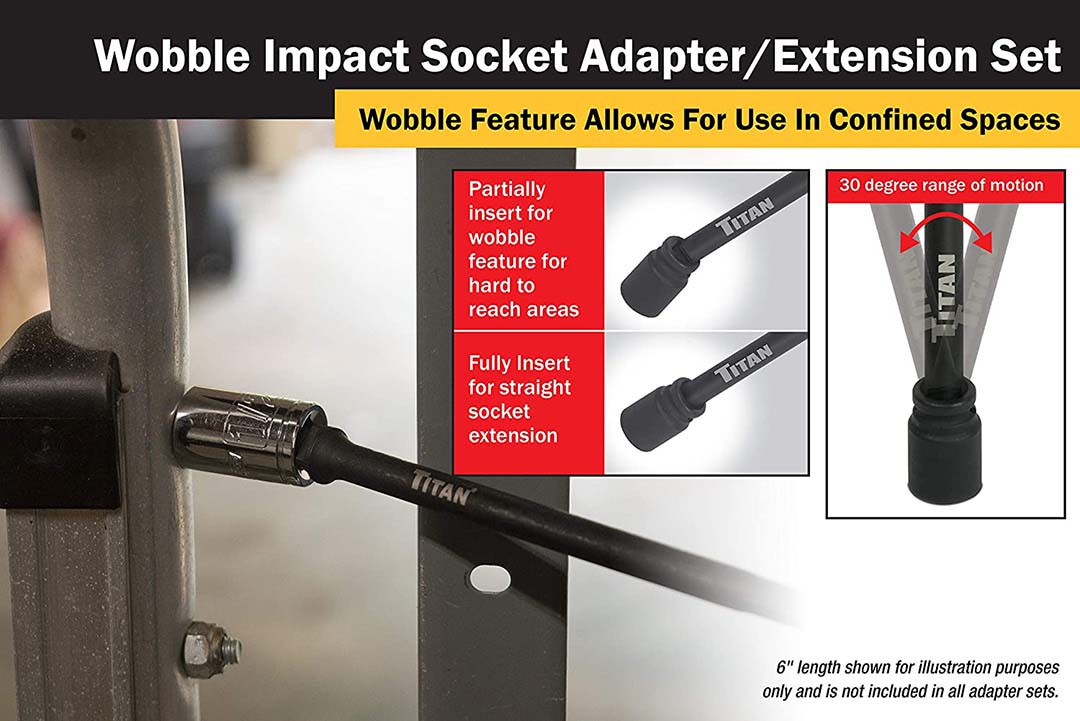 Titan 9 Pc Impact Wobble Socket Adapter Set