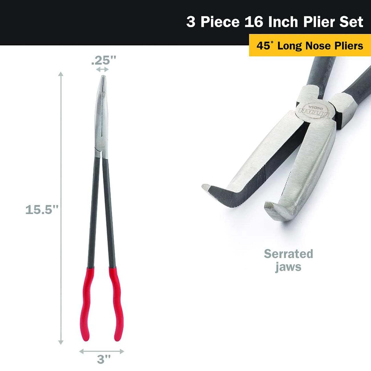 Titan 3 Piece 16" Long Nose Pliers Set