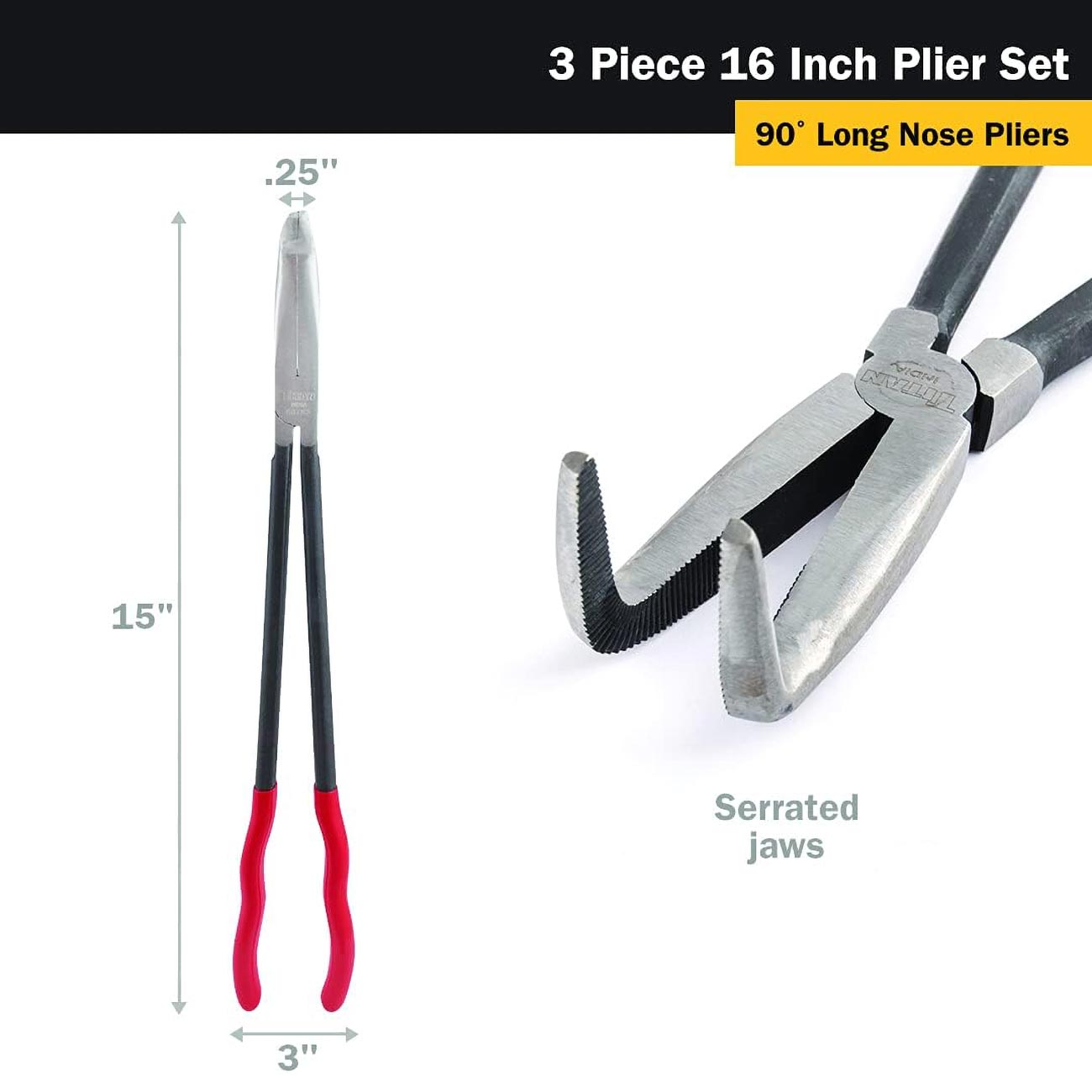 Titan 3 Piece 16" Long Nose Pliers Set