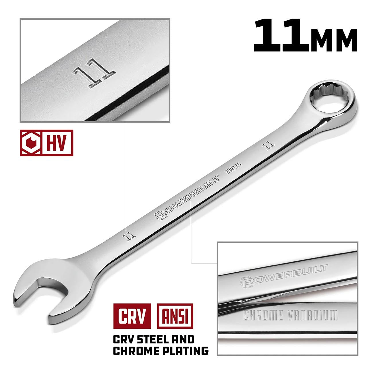 Powerbuilt Metric 11mm Combination Wrench - Fully Polished