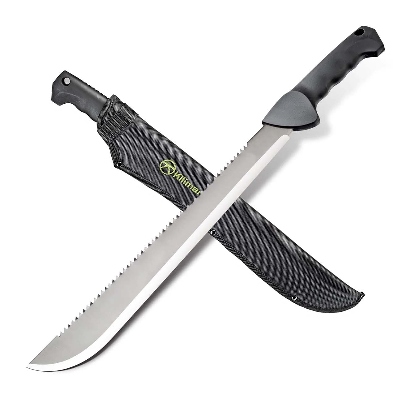 Kilimanjaro 21" Machete (bm21) With Serrated Back And Black Finish With Nylon Storage Sheath