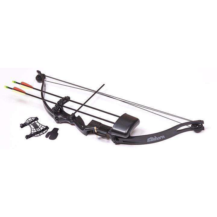 Crosman Elkhorn (black)pre-teen Compound Bow W/2- 26" Arrows Adjustable Pin Sight Arm Guard