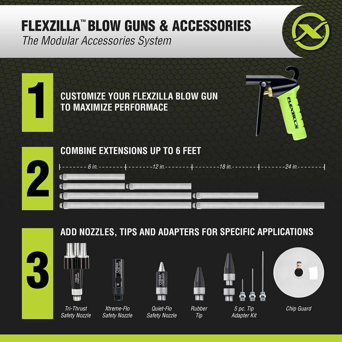 Flexzilla X1™ Blow Gun Kit Zillagreen (10-piece)