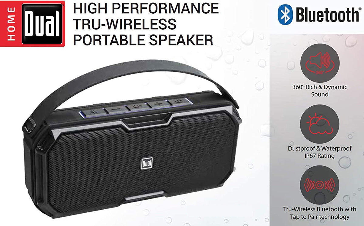 Dual Truwireless Portable Tap-to-pair Technology Bluetooth Speaker - Weather Resistant & Ip67 Rated