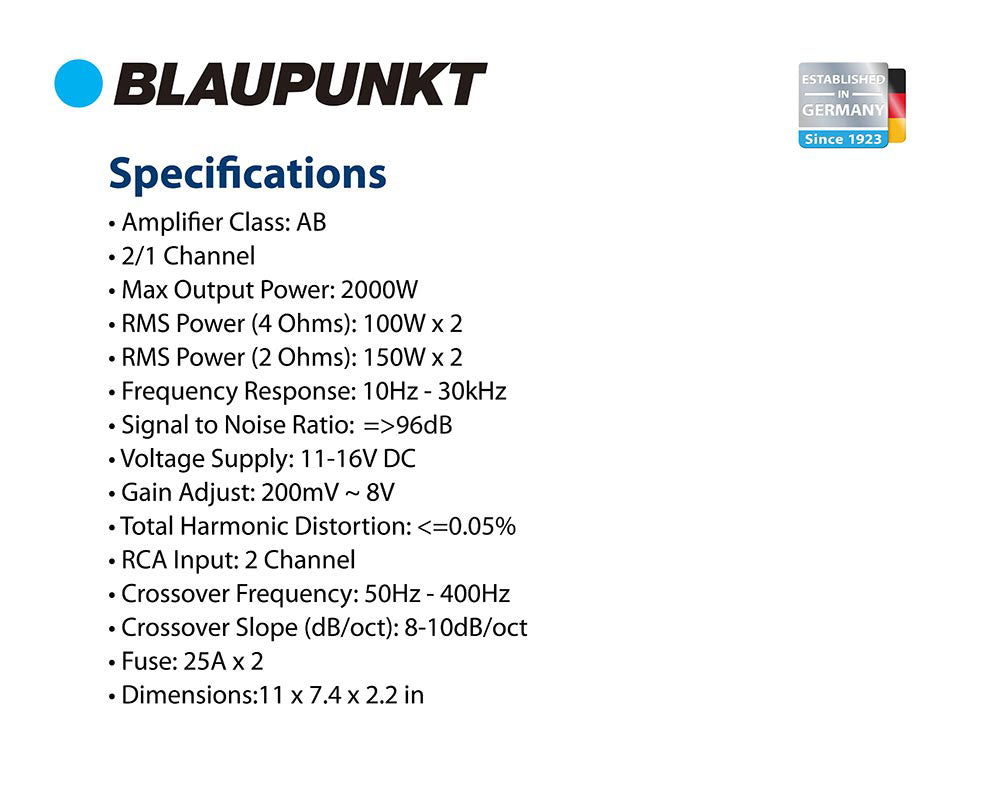 Blaupunkt 300 Watt 2-channel Amplifier