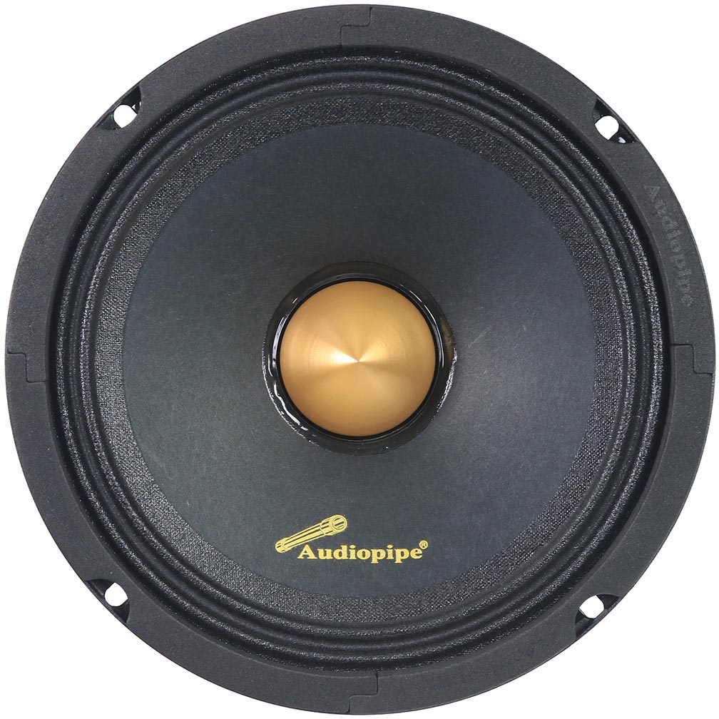 Audiopipe Low Mid Frequency Loudspeaker 6" 200w Max Each - Gold Bullet Dust Cap