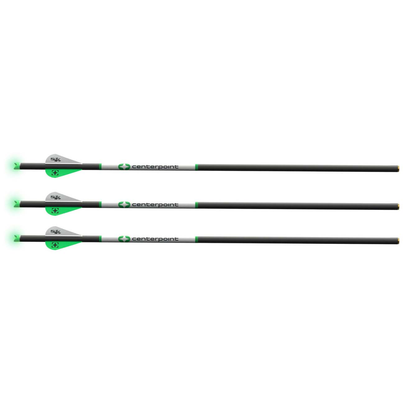 Centerpoint 20" Premium Crossbow Arrow With Green-lighted Nocks (3-pack)