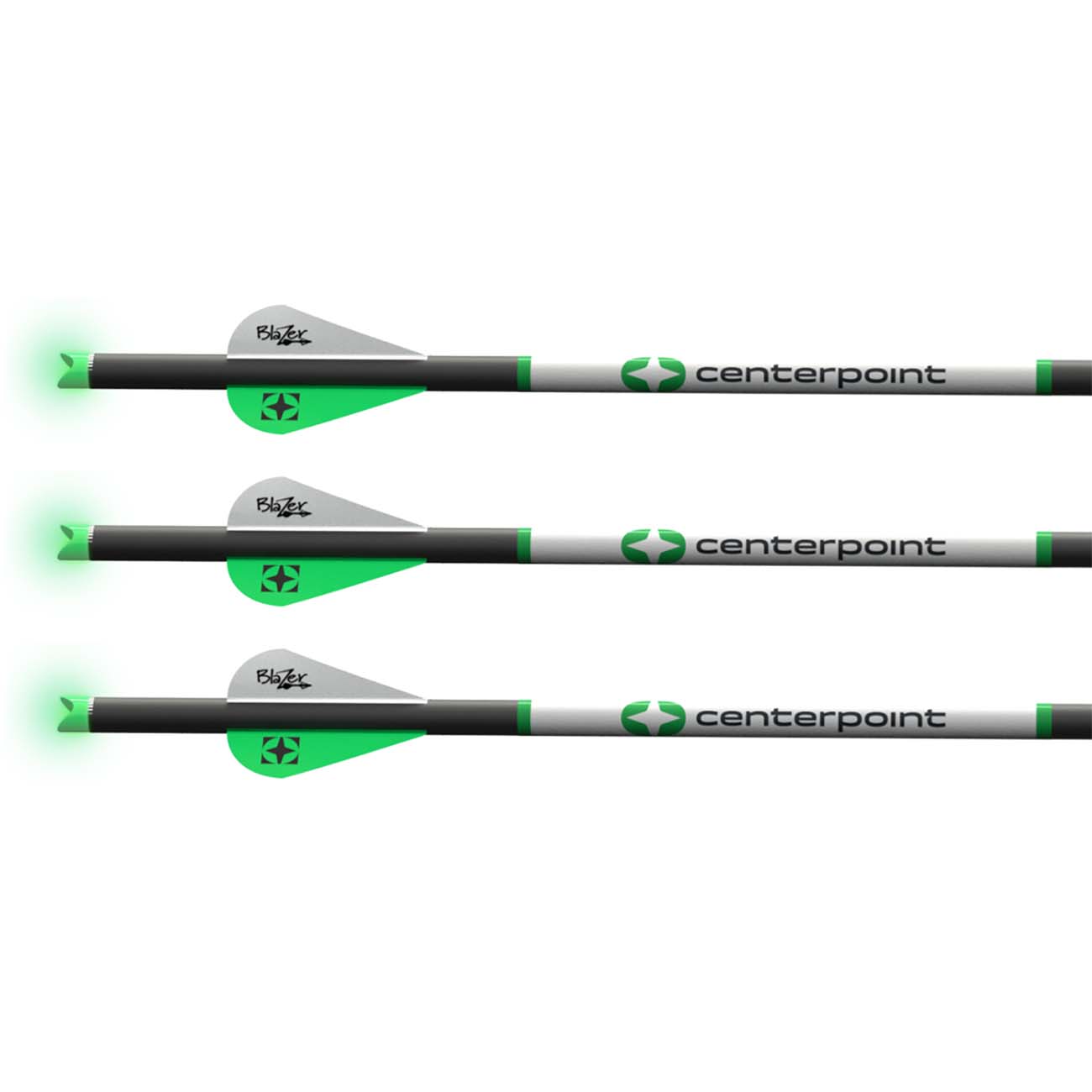 Centerpoint 20" Premium Crossbow Arrow With Green-lighted Nocks (3-pack)