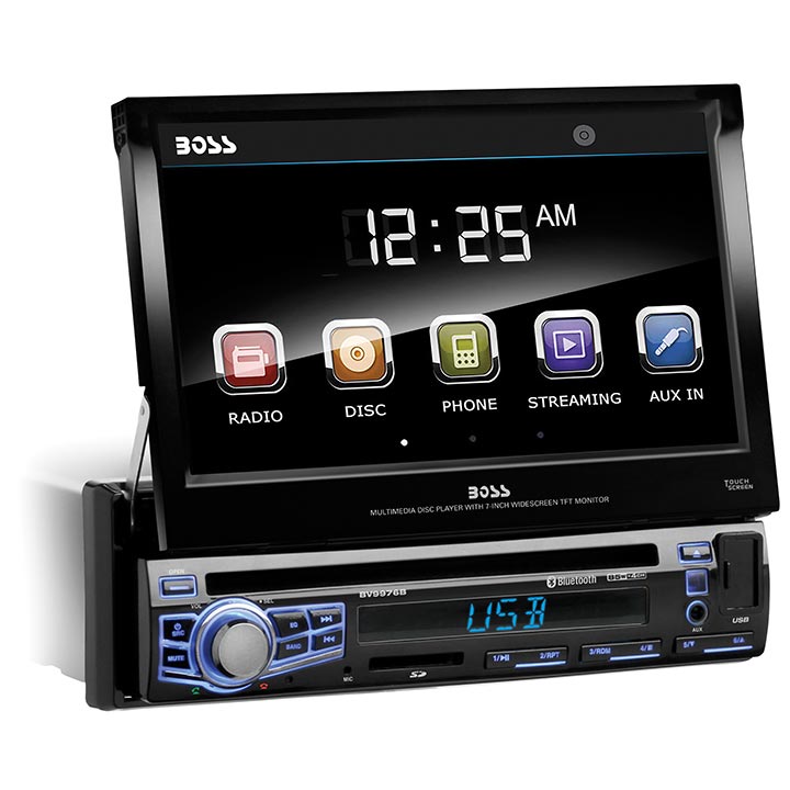 Boss 7" Flip-out Single Din Receiverbluetooth Dvd/cd Usb/sd Front Aux Input