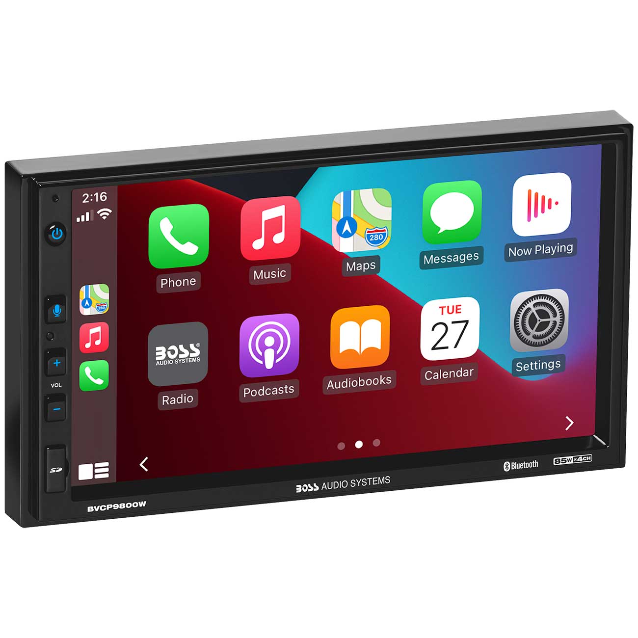 Boss 7″ Double Din Mechless Fixed Face Touchscreen Receiver With Apple Carplay/android Auto Bt/usb