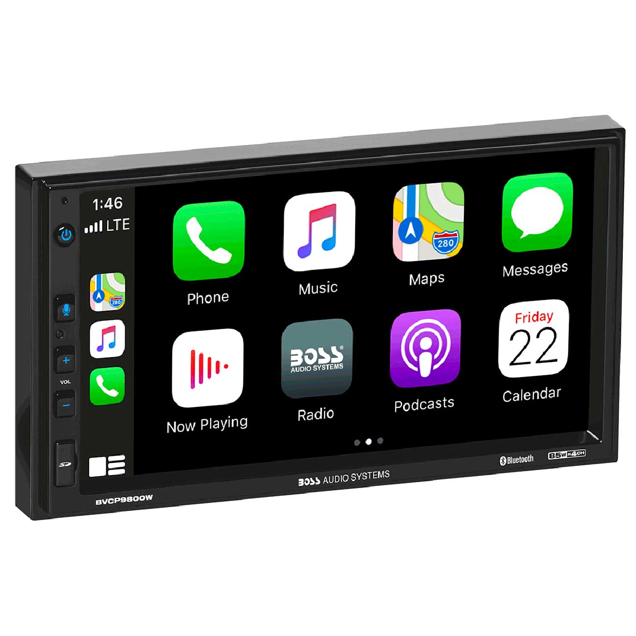 Boss 7″ Double Din Mechless Fixed Face Touchscreen Receiver With Apple Carplay/android Auto Bt/usb