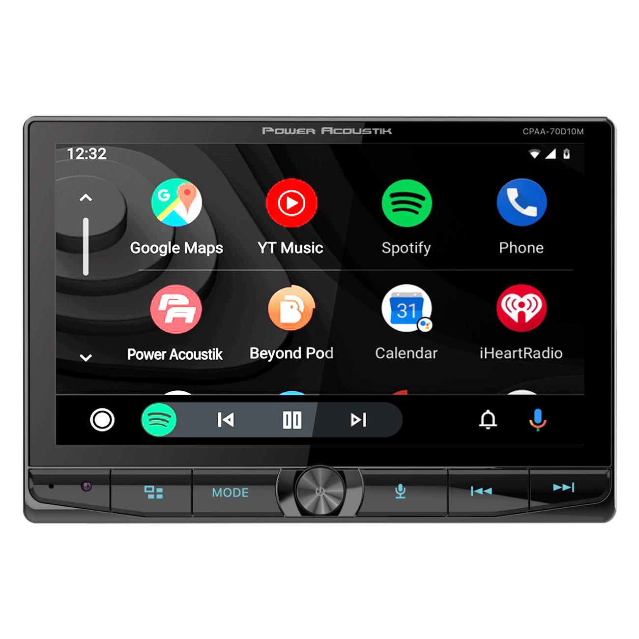 Power Acoustik 10.6″ Floating Double Din Mechless Receiver With Apple Car Play & Android Auto Bluet