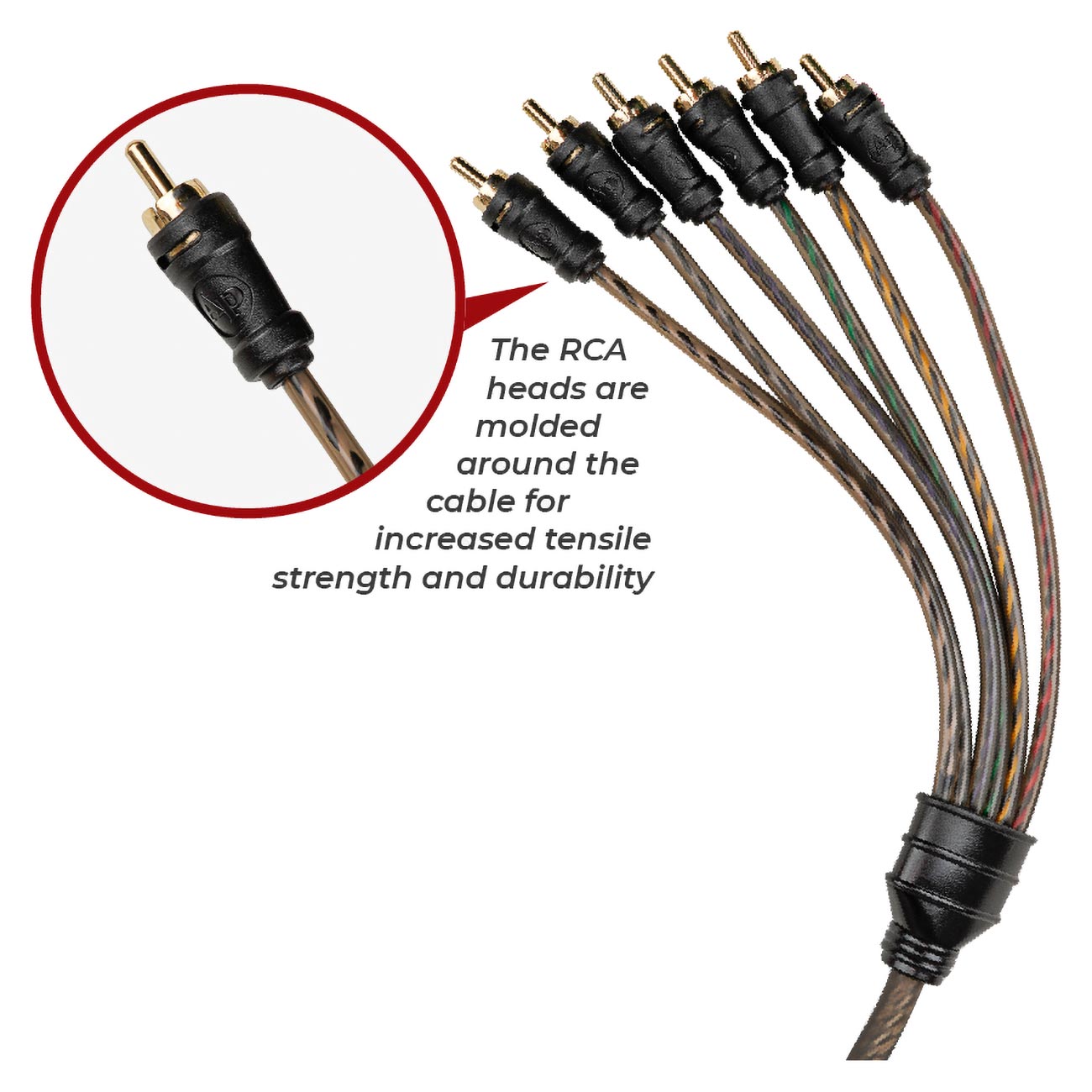 Audiopipe 6ft Length - 6-channel Interconnect Cable For Car / Motorcycle Audio