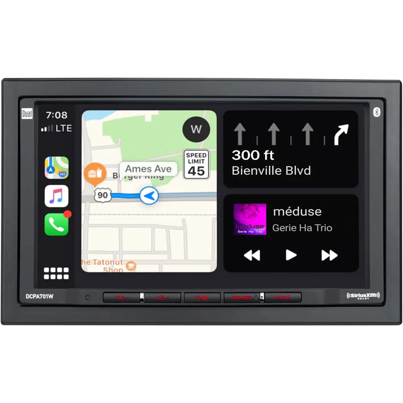 Dual 7" Double Din Mechless Digital Media Receiver With Apple Carplay Android Auto