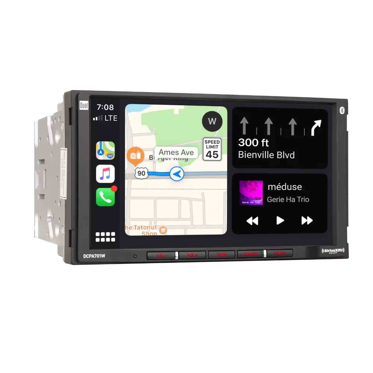 Dual 7" Double Din Mechless Digital Media Receiver With Apple Carplay Android Auto