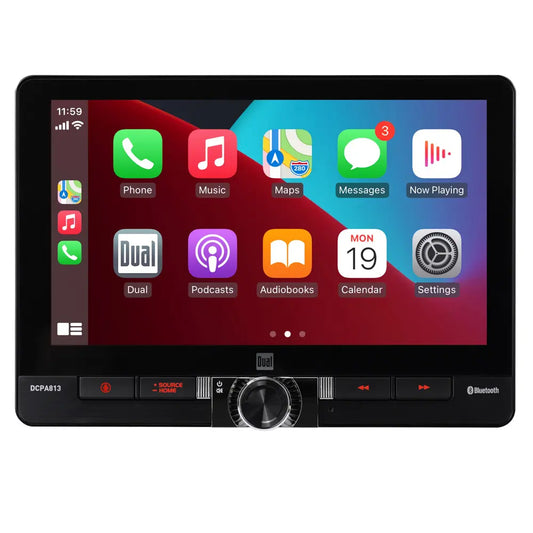 Dual 8" Single Din Media Receiver With Wireless Apple Carplay And Android Auto