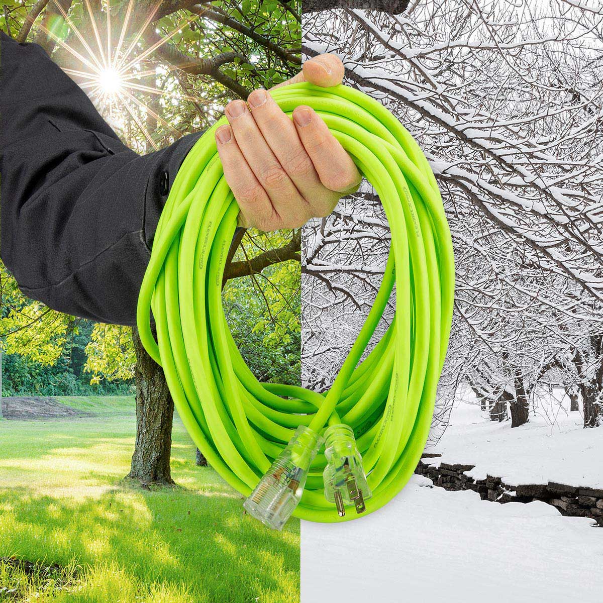 Flexzilla® Pro Extension Cord 12/3 Awg Sjtw 25' Outdoor Lighted Plug Zillagreen™
