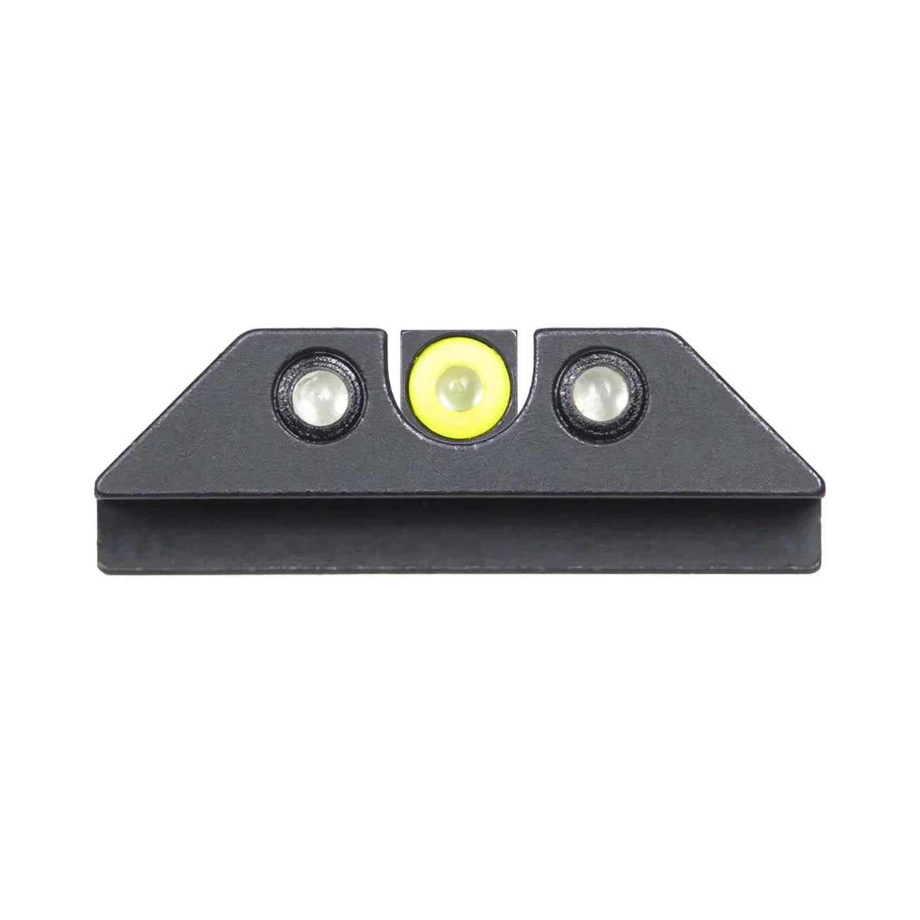 Night Fision Tritium Night Sights For Glock 17/19/34/43/48 - Yellow Front Ring/u Notch Black Rear Ri