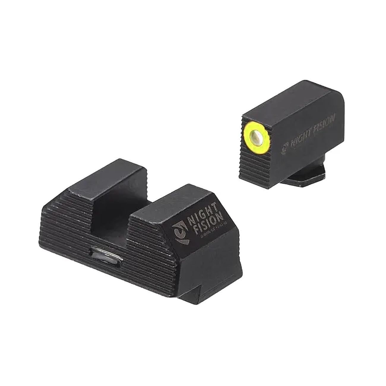 Night Fision Night Sight Set For Glock 42/43/43x/43x Mos  Yellow Front Ring/rear Green Bar